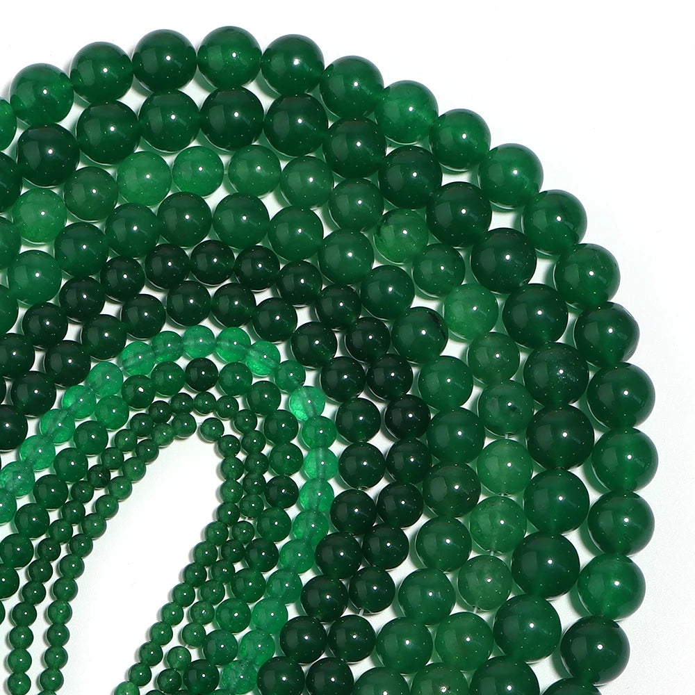 Forest Green Chalcedony Bead Strand
