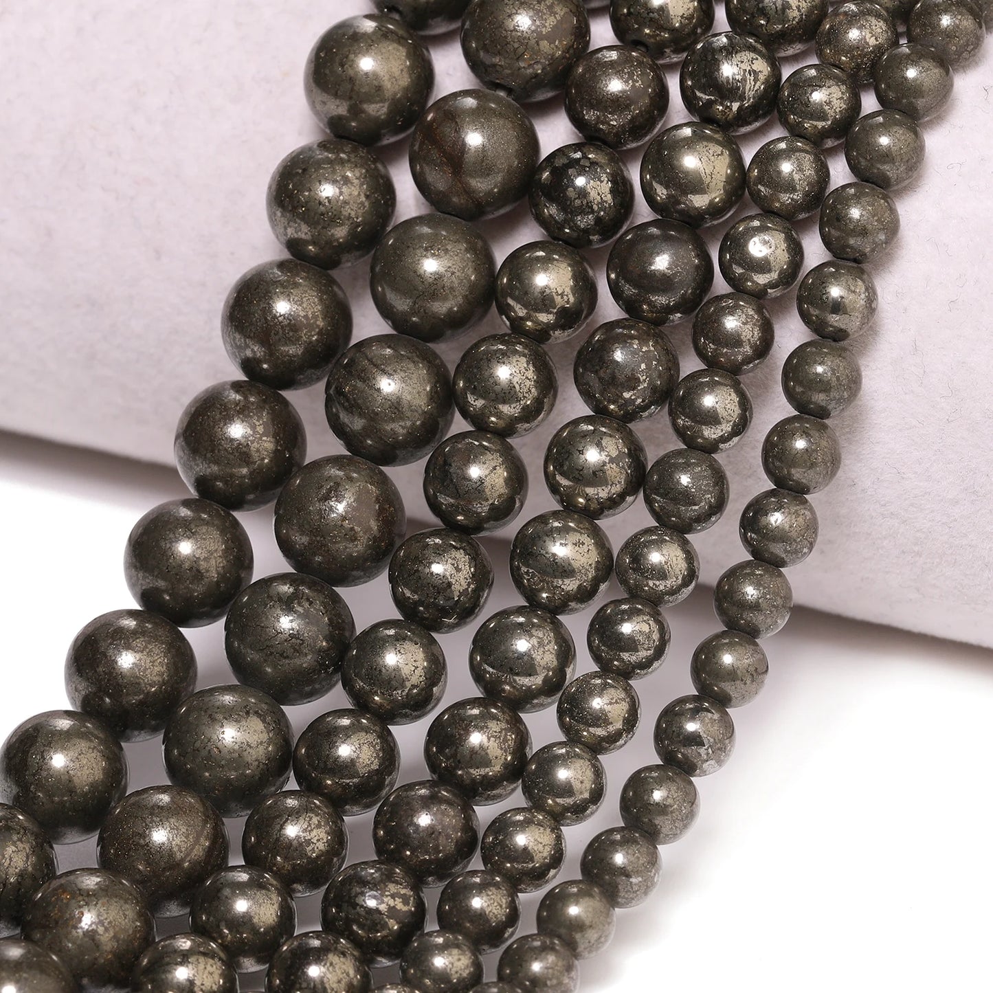 HQ Natural Pyrite Bead Strand (4/6/8/10mm)