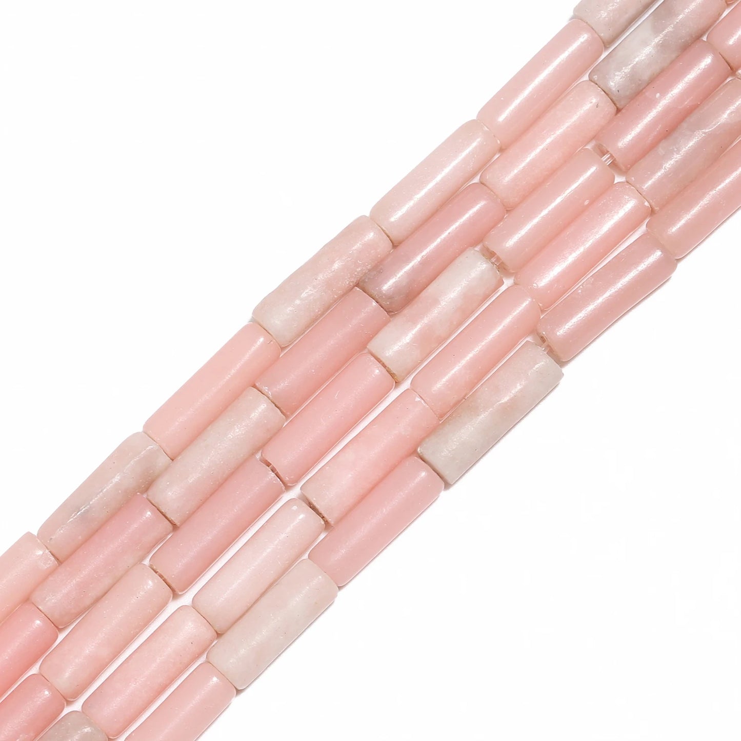 Natural Pink Opal Tube Beads (13x4mm, 30pcs)