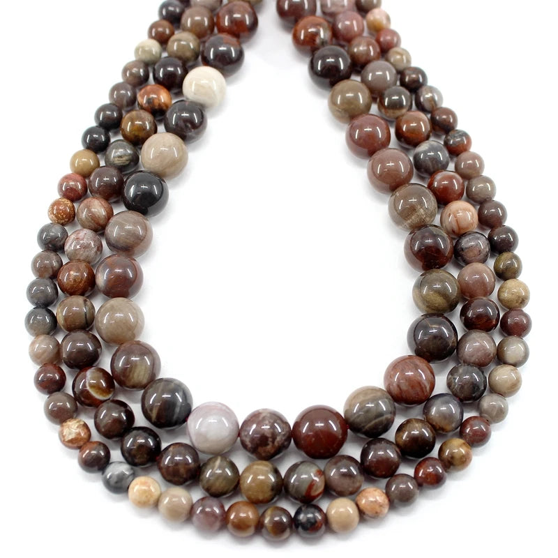 Natural Petrified Wood Bead Strand (4/6/8/10/12mm)