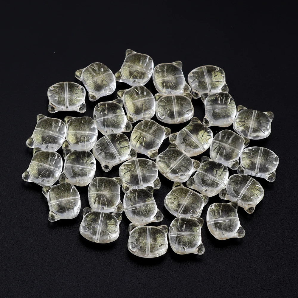 30Pcs Lampwork Glass Cat Head Beads