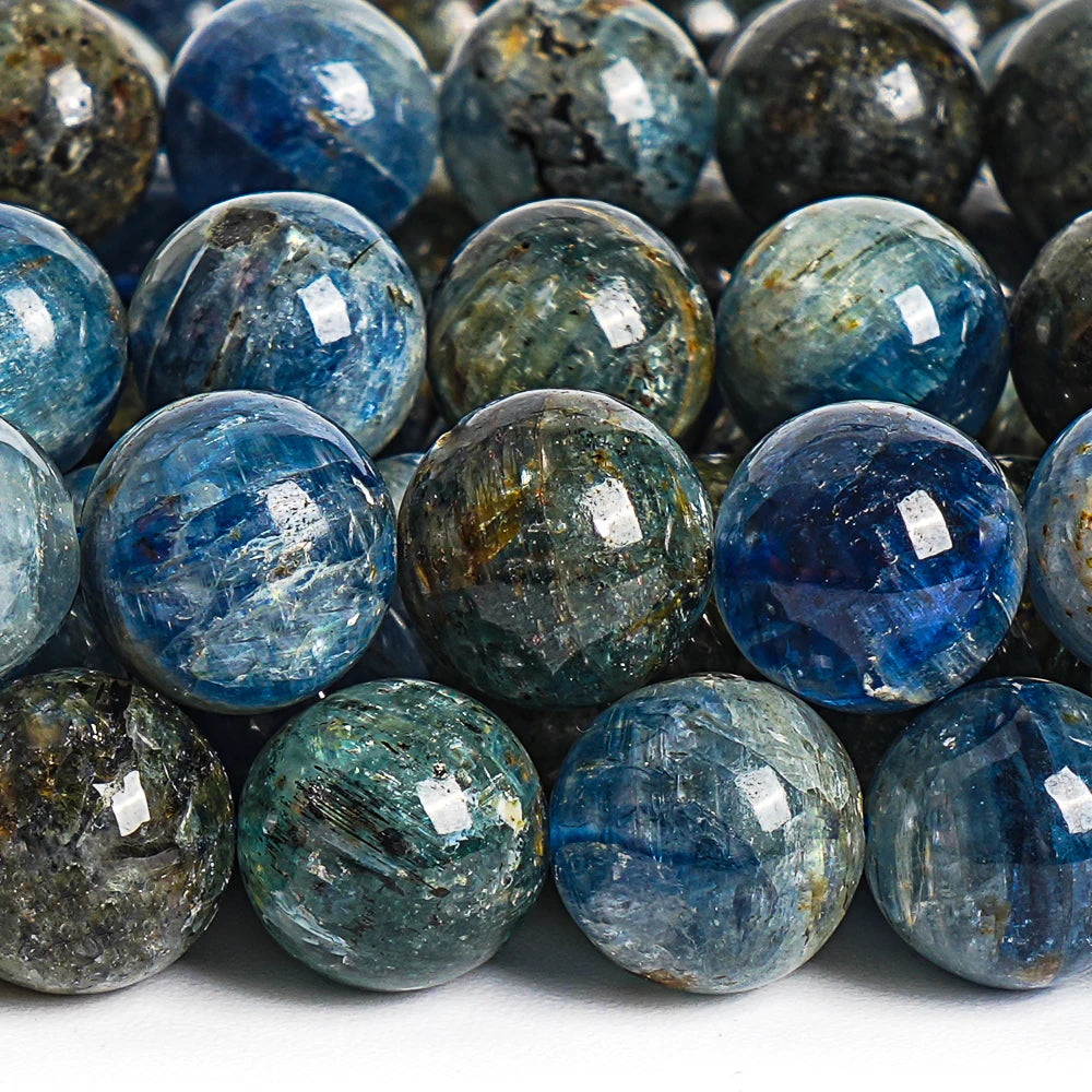 HQ Natural Deep Green Blue Kyanite Bead Strand (5-12mm)