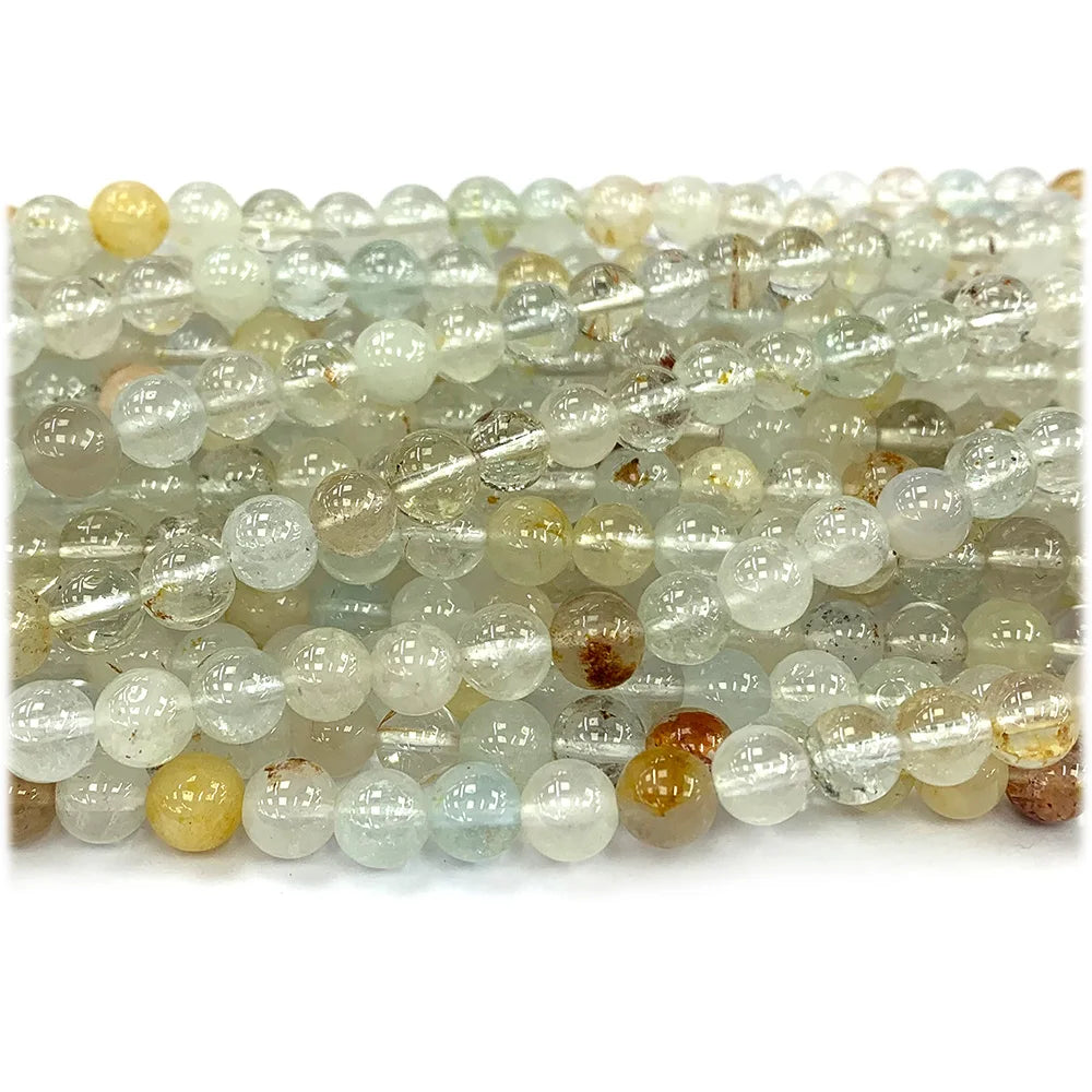 Natural Yellow/Clear Topaz Round Bead Srand