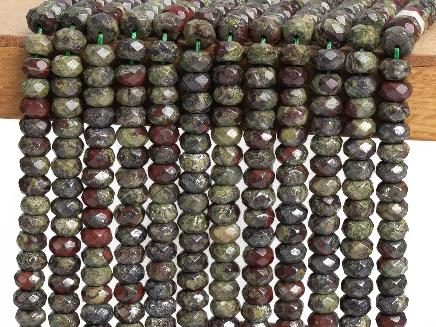 HQ Faceted Natural Dragon Blood Jasper Bead Strand