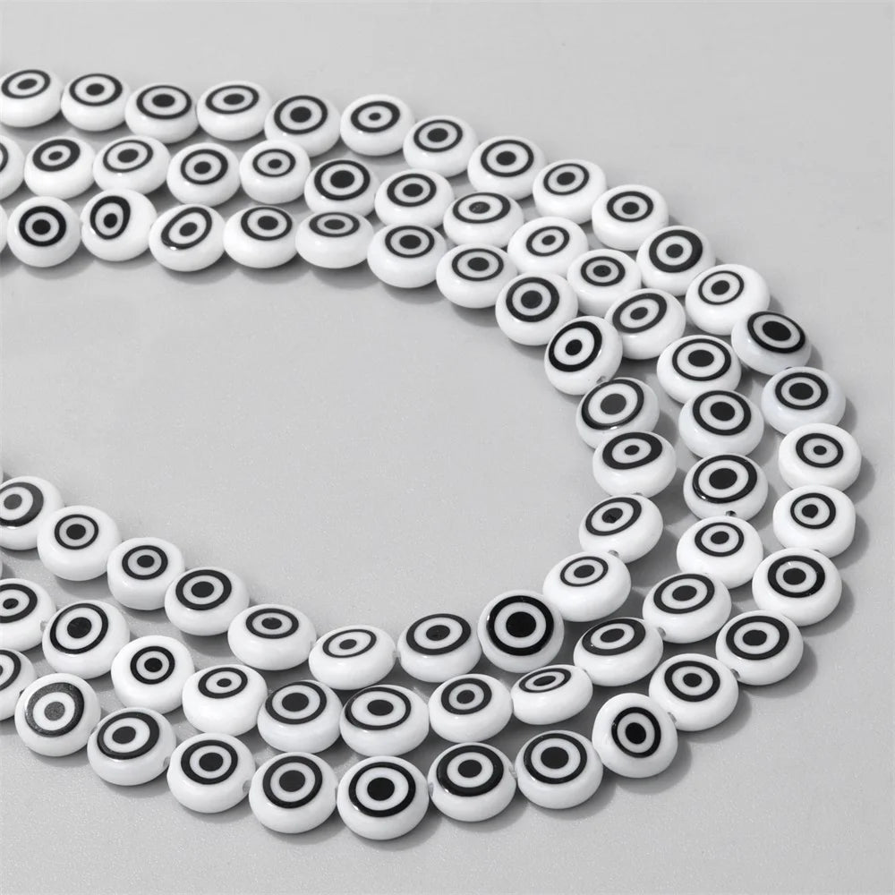 Glazed Glass Multicolour Evil Eye Coin Bead Strand