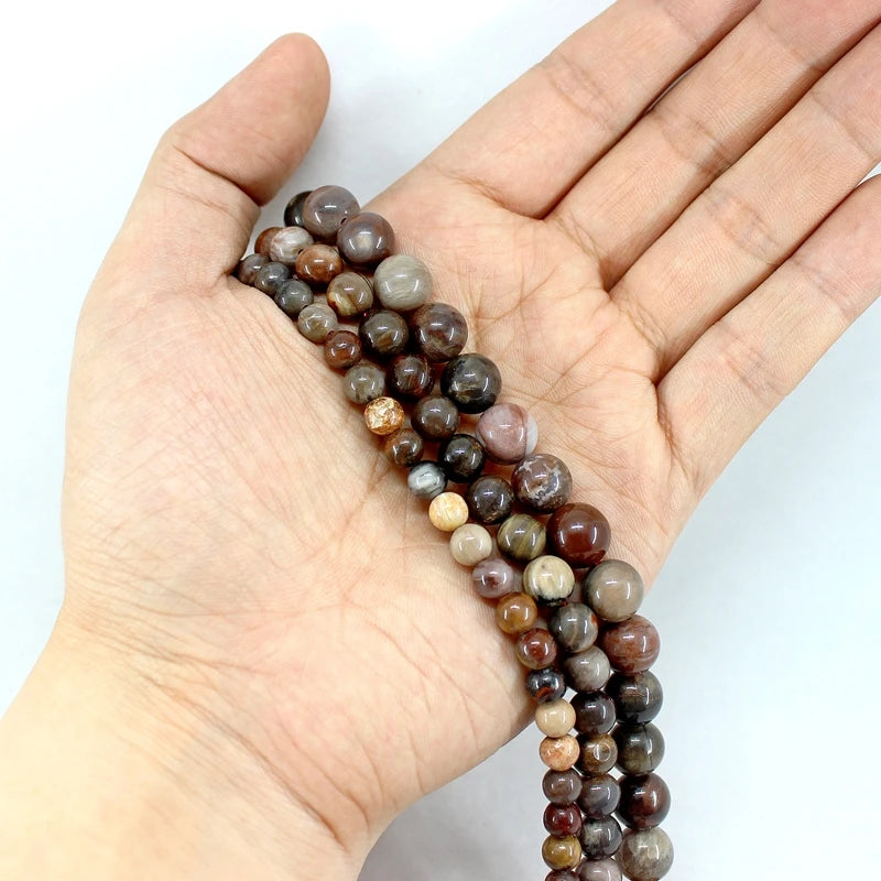 Natural Petrified Wood Bead Strand (4/6/8/10/12mm)
