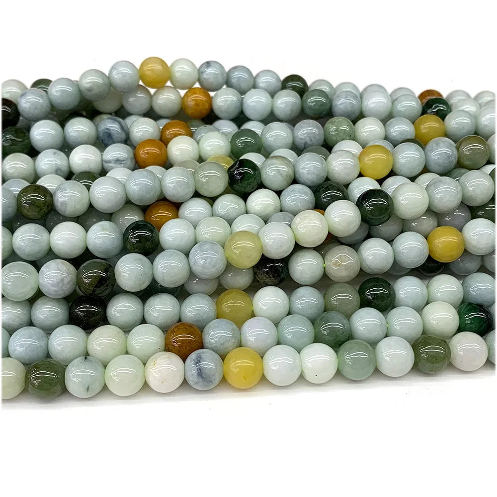 Natural Mixed Green Jadeite Bead Strand