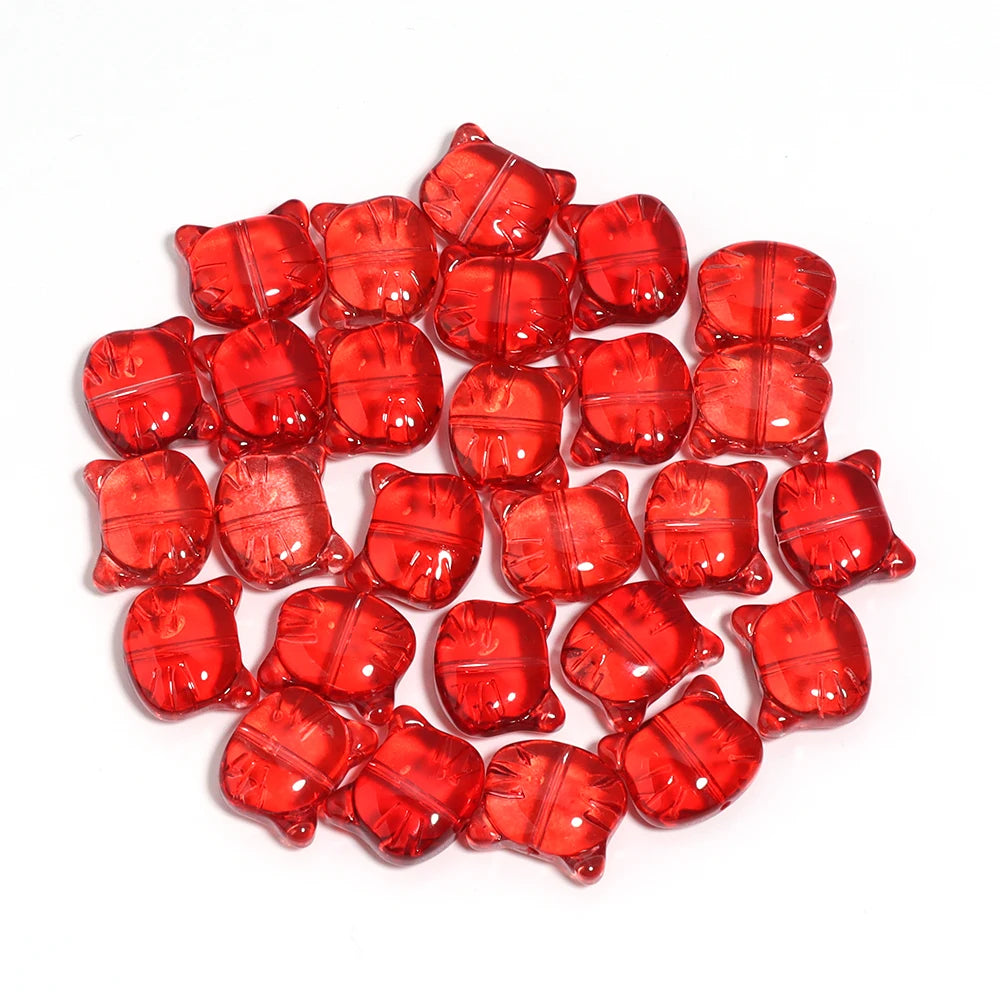 30Pcs Lampwork Glass Cat Head Beads