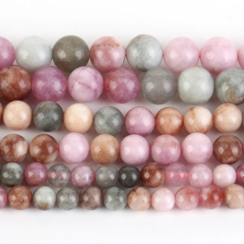Natural Multicolor Jade Bead Strand