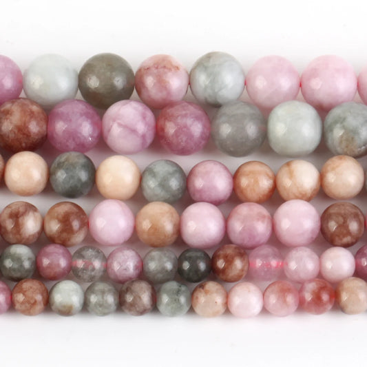 Natural Multicolor Jade Bead Strand