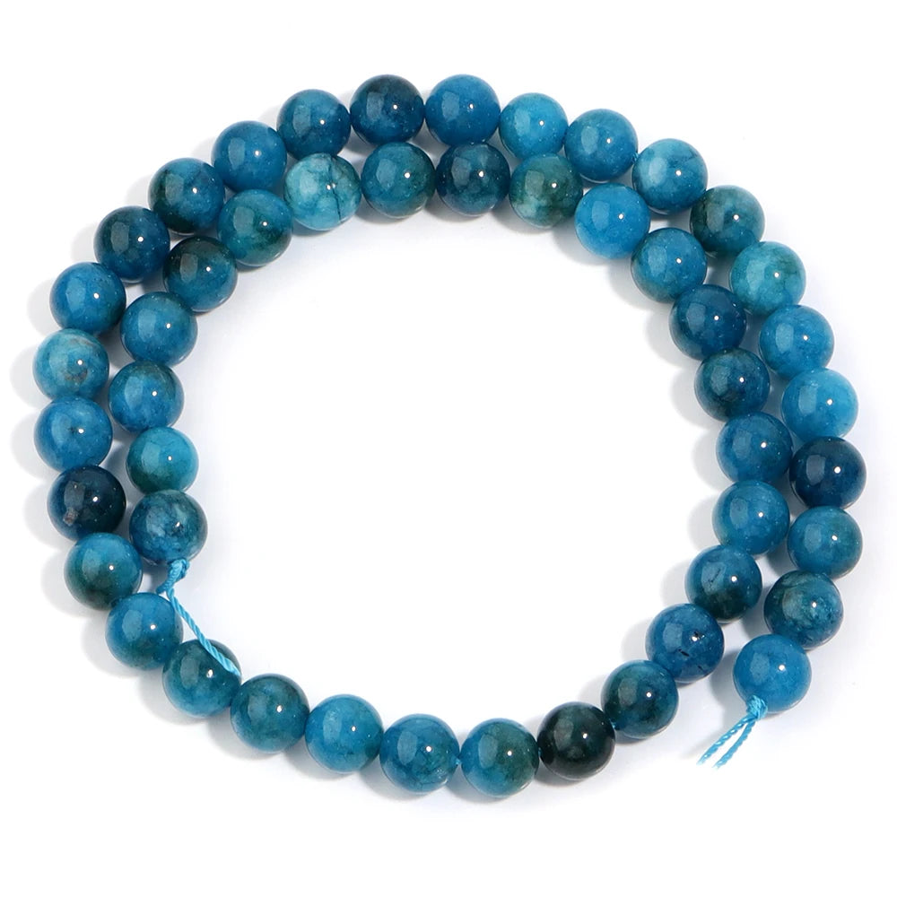 HQ Natural Blue Apatite Bead Strand (4/6/8/10/12mm)