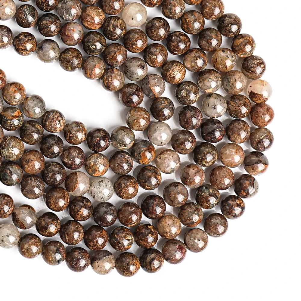 Natural Brown Gold Leaf Jasper Bead Strand