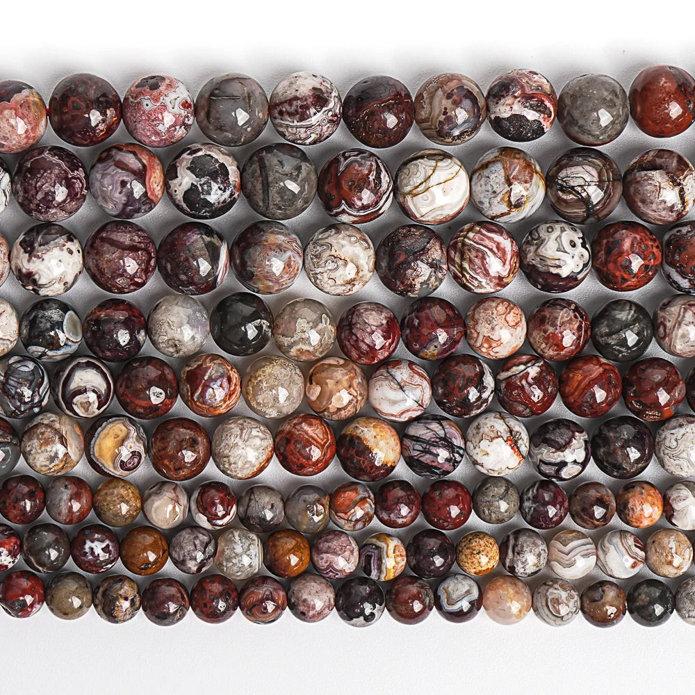 HQ Red Mexican Crazy Lace Agate Bead Strand (6/8/10mm)