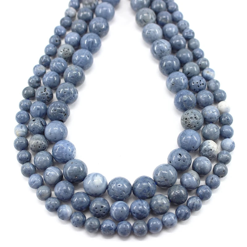 Natural Sky Blue Coral Bead Strand (6/8/10/12/14mm)