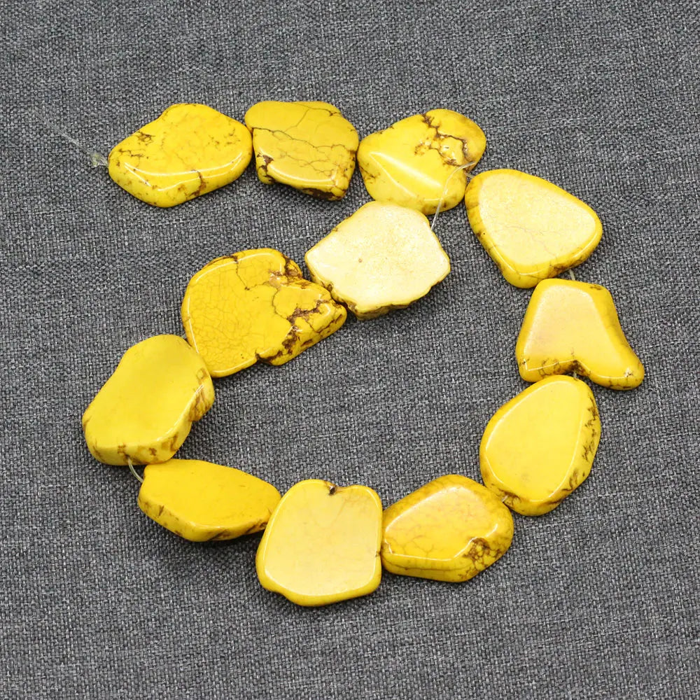 Natural 28x30-32x34 Yellow Turquoise Slab Bead Strand