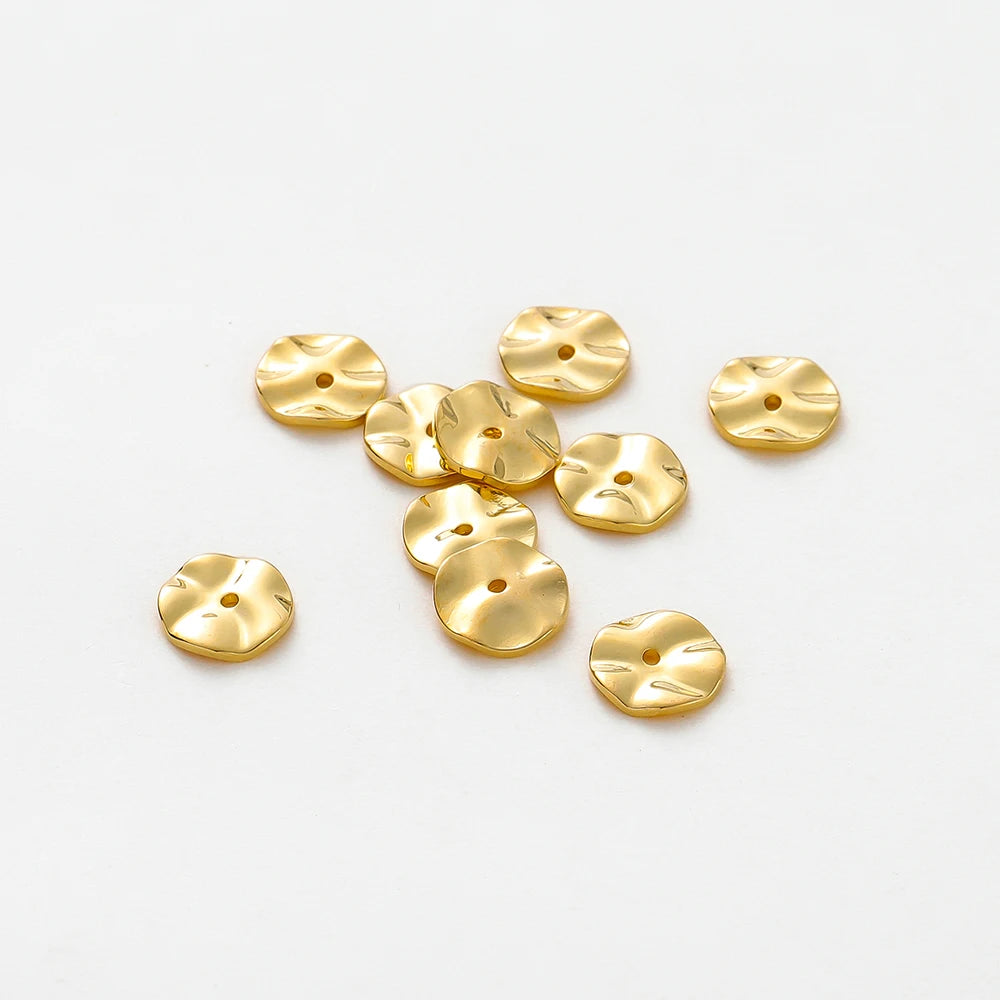 30pcs Gold Plated Flat Round Spacer Beads