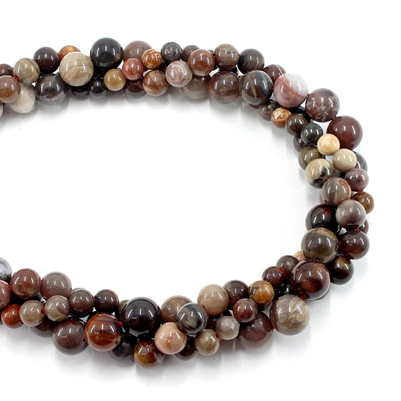 Natural Petrified Wood Bead Strand (4/6/8/10/12mm)