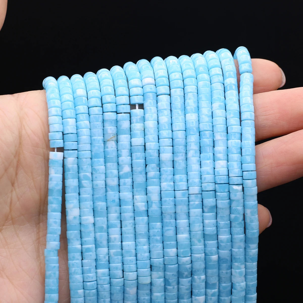 Natural Blue Agate Round Slice Round Coin Bead Strand