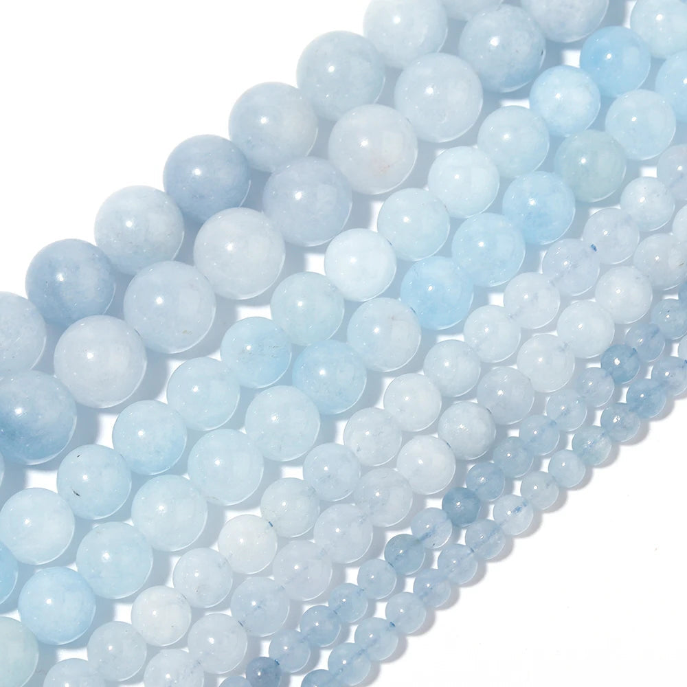 Natural Aquamarine Stone Bead Strand