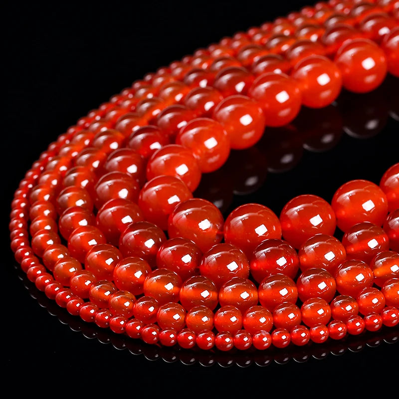 HQ Natural Red Agate Bead Strand