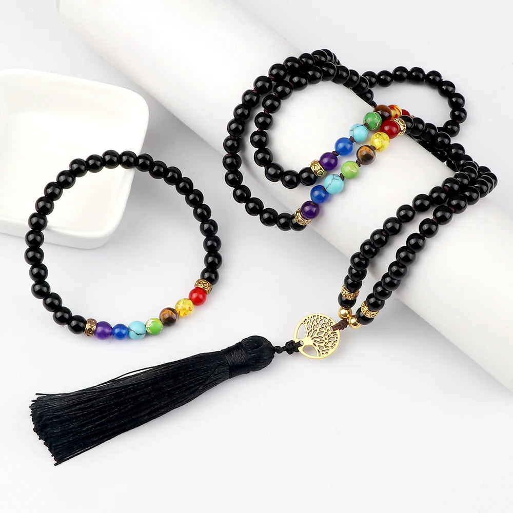 108 Japamala Beads 7 Chakra Necklace