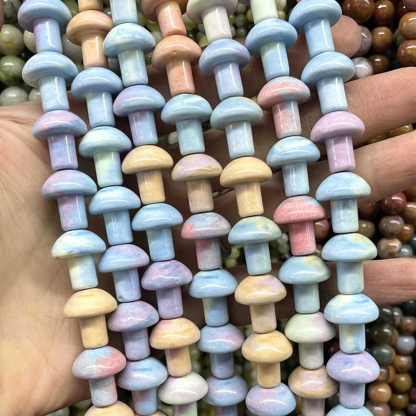 Pastel Rainbow Agate Bead Strand