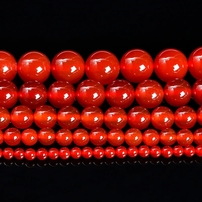 HQ Natural Red Agate Bead Strand