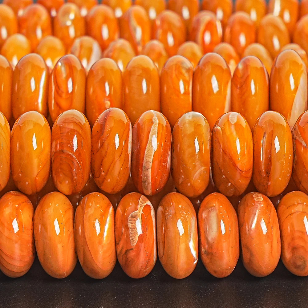 Dyed Orange Trochidae Shell Rondelle Bead Strand