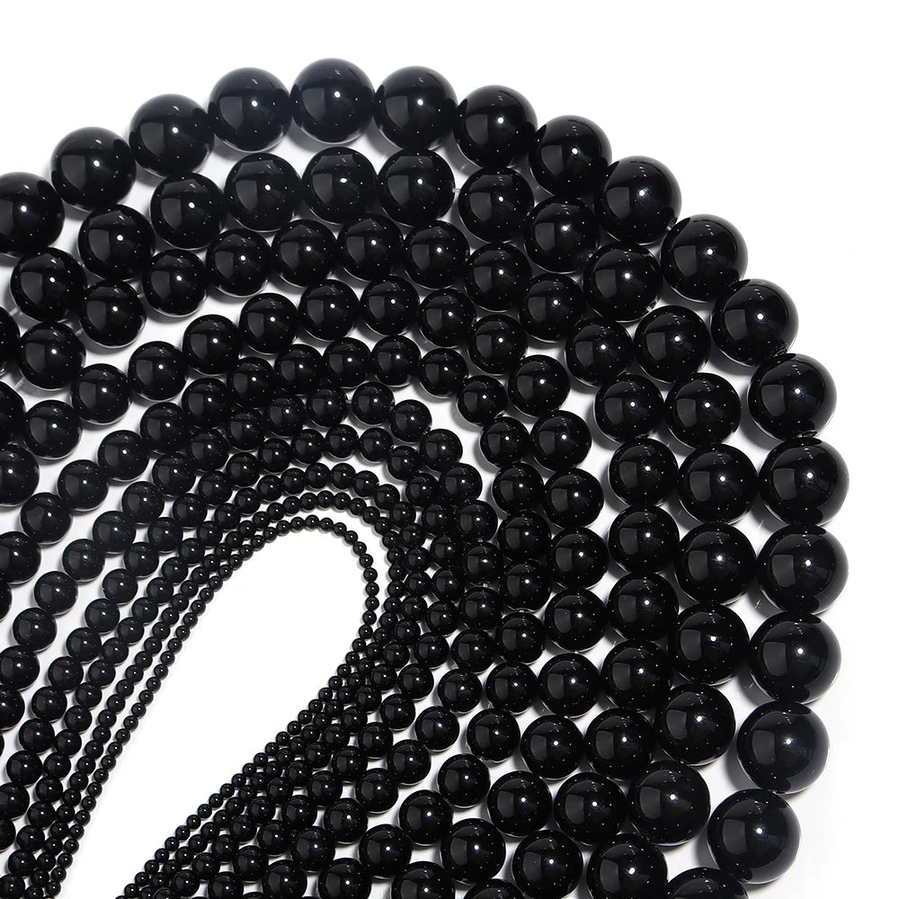 Natural HQ Black Onyx Bead Strand