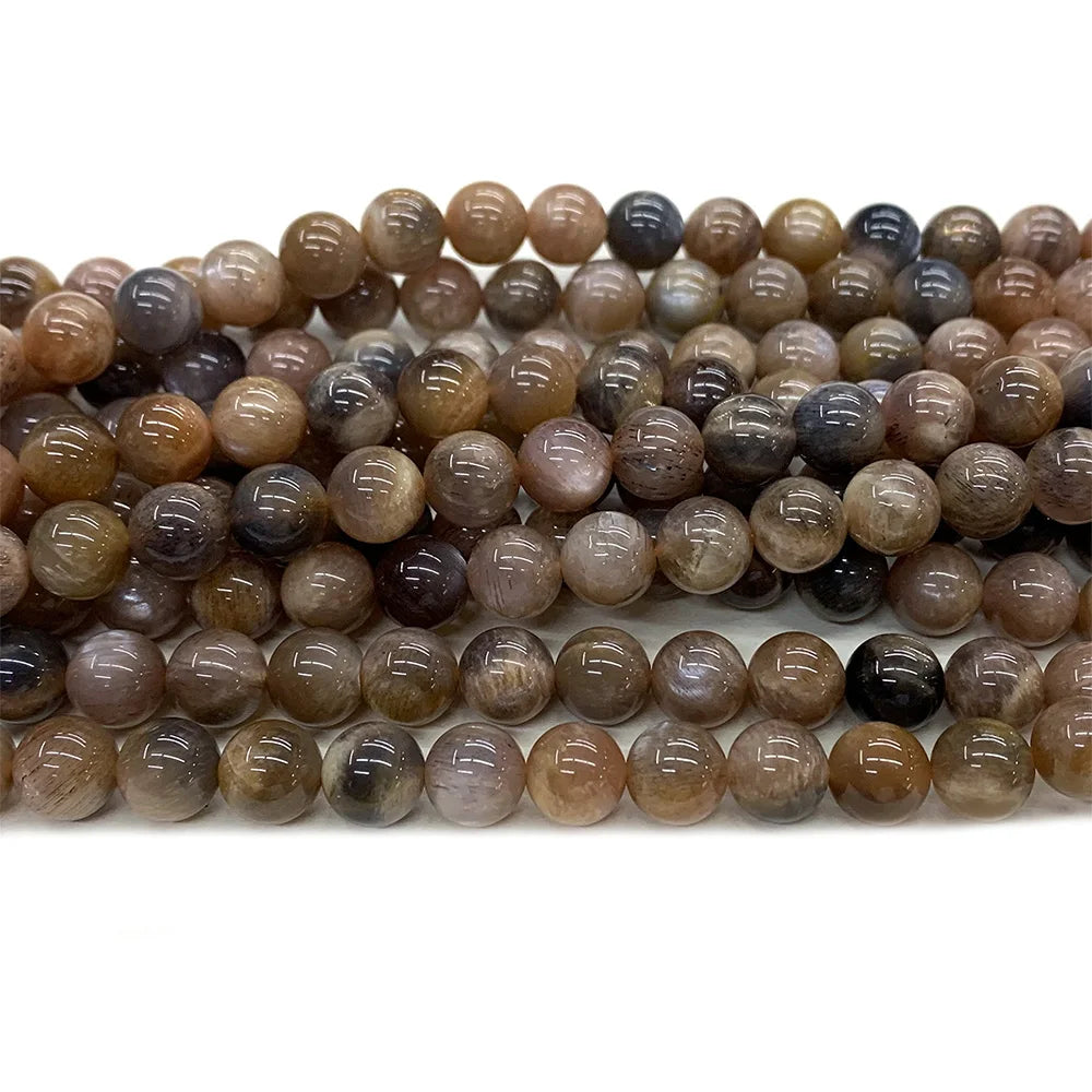 Natural Black/Gold Sunstone Round Bead Strand