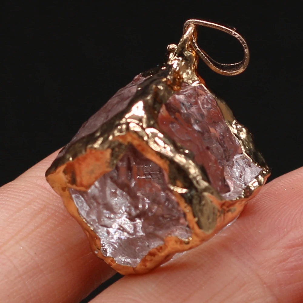 3pcs Rough Natural Gold Stone Cube Pendant
