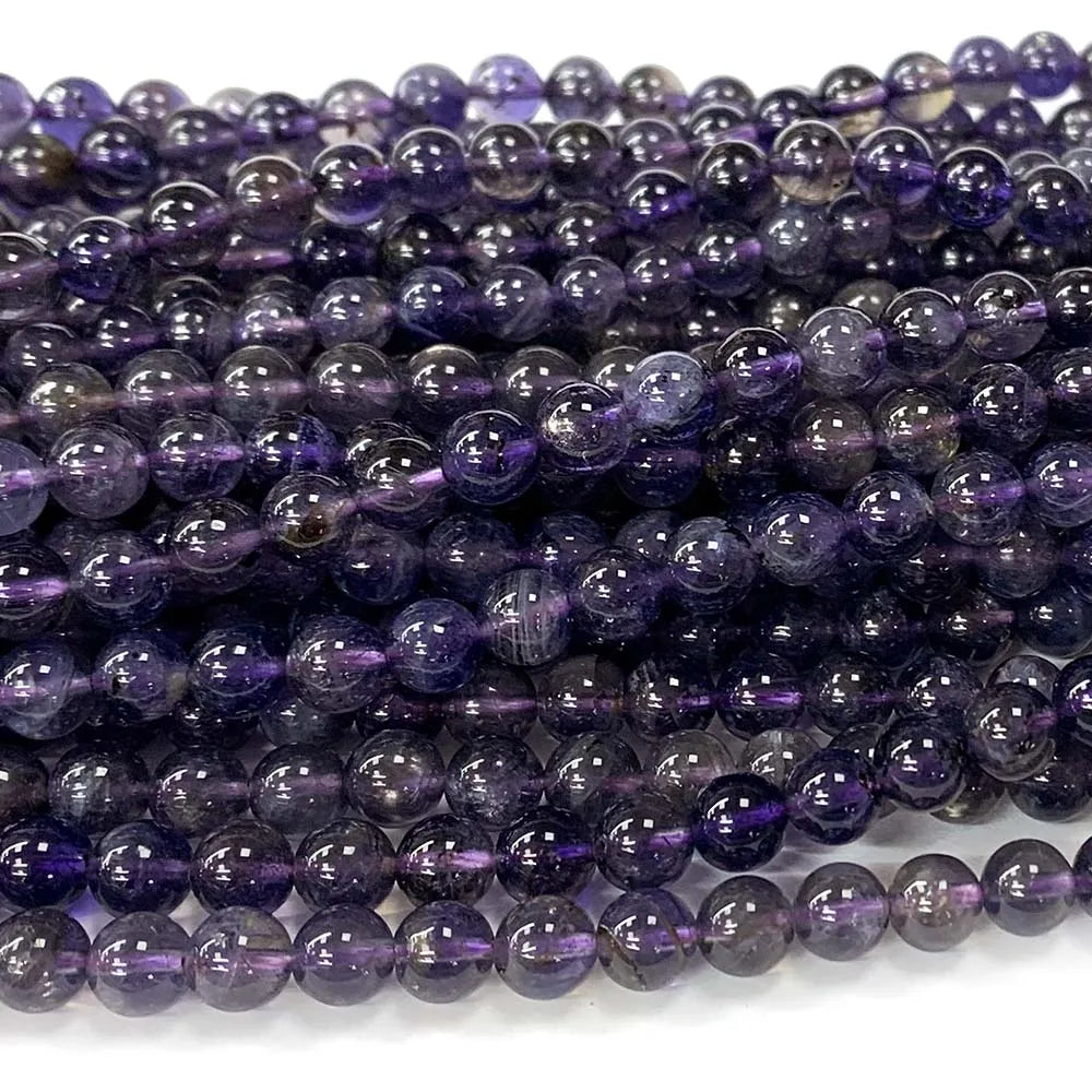 Natural Blue/Purple Iolite Round Bead Strand