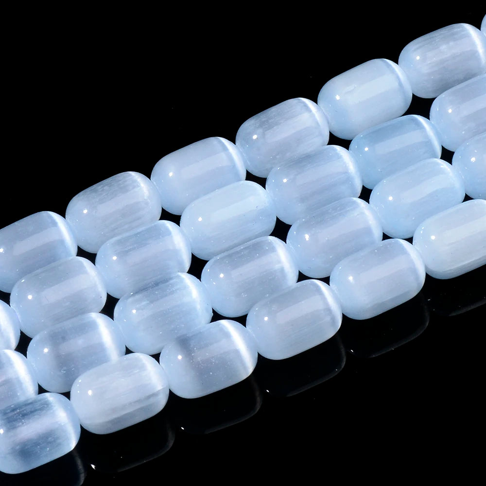 Natural Rainbow Selenite Cylinder Beads