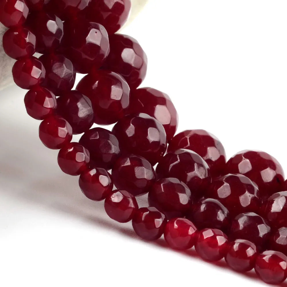 Natural Faceted Ruby Jade Bead Strand (4/6/8/10/12mm)