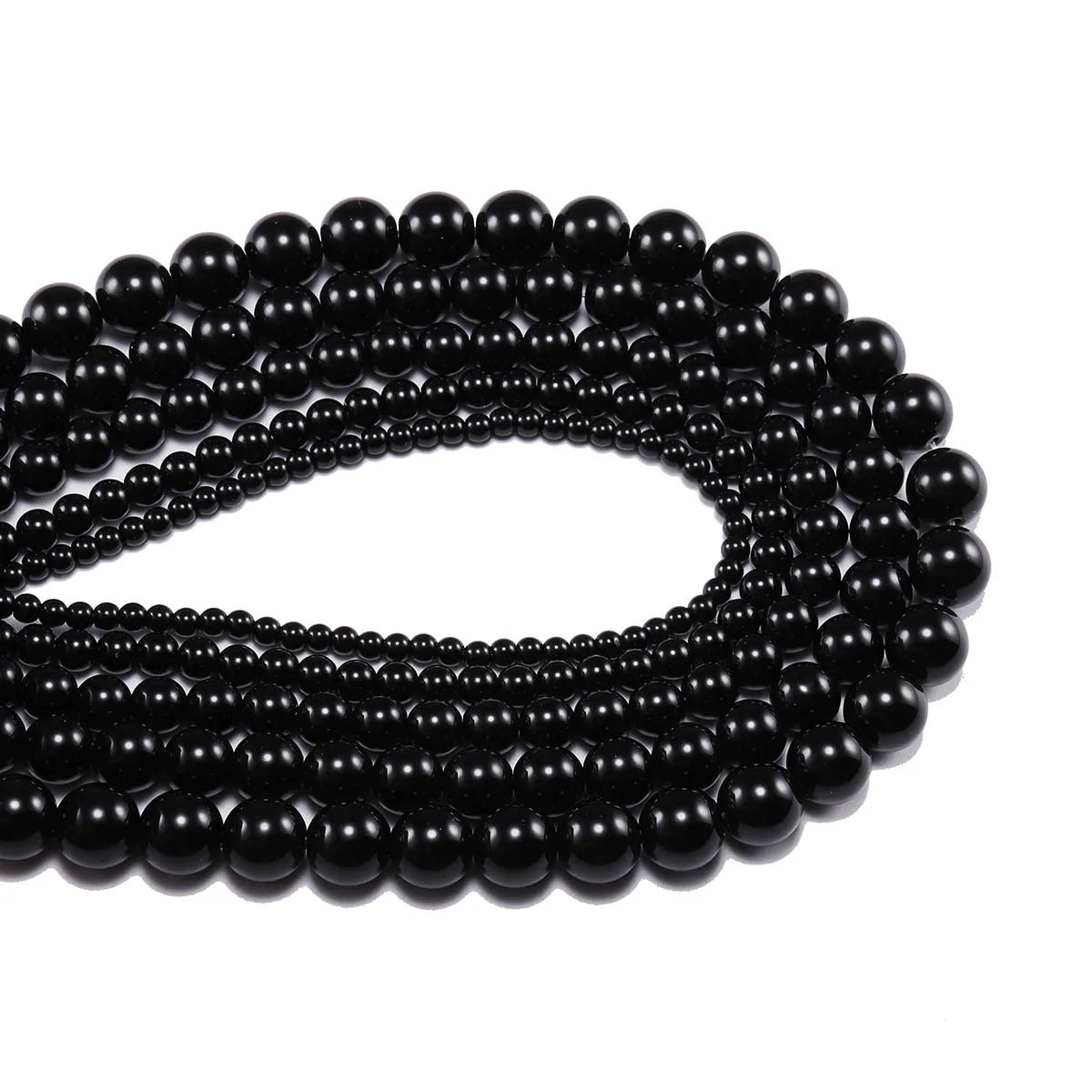 Natural Black Agate Bead Strand