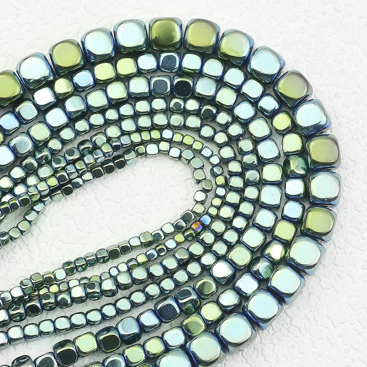 Green Hematite Cube Beads (2/3/4/6mm)