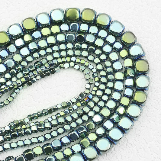 Green Hematite Cube Beads (2/3/4/6mm)