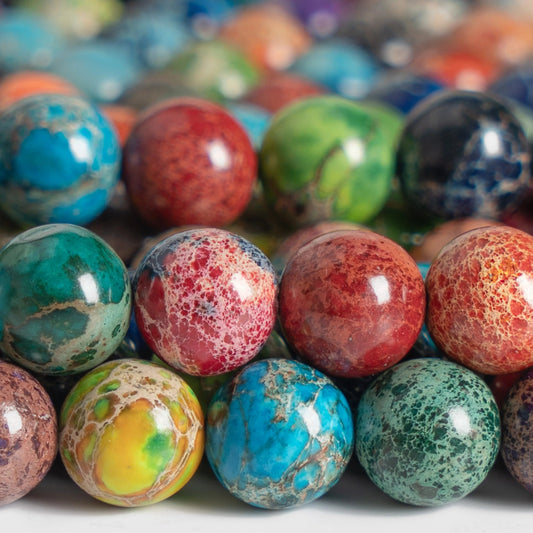 HQ Natural Multicolor Sea Sediment Imperial Jasper Beads (4/6/8/10mm)