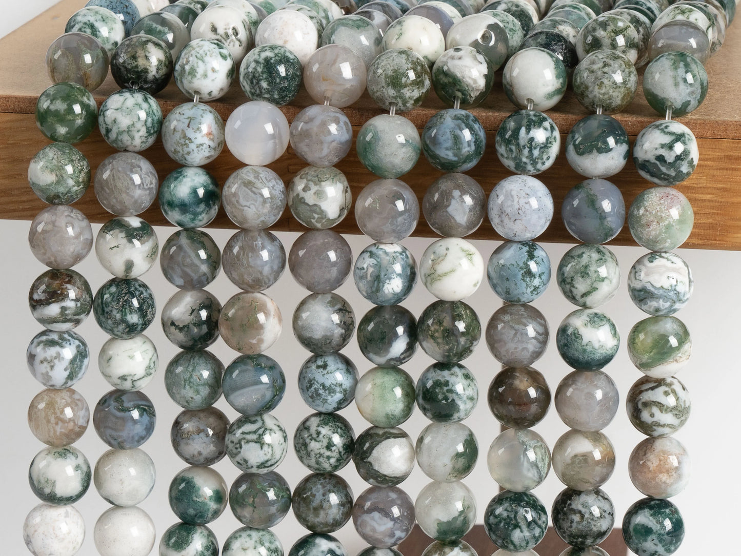 HQ Natural Moss Agate Bead Strand (6/8/10mm)