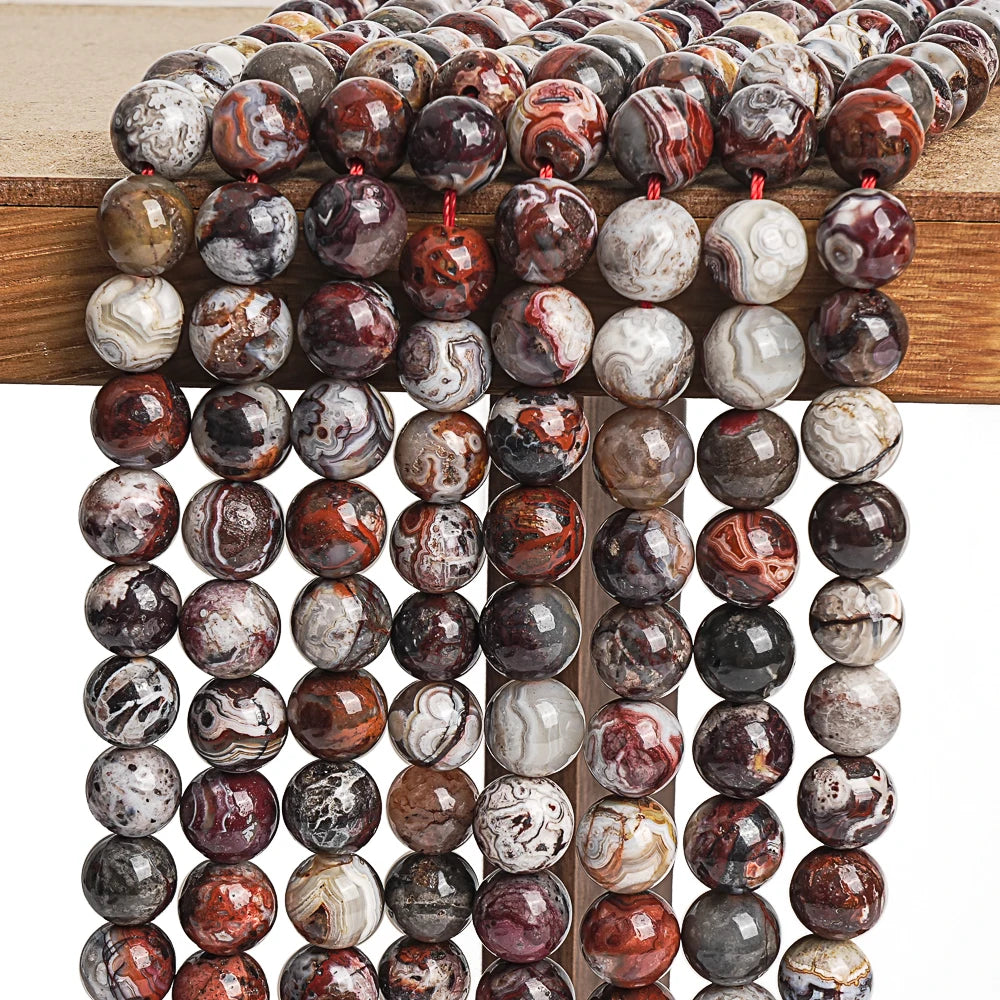 HQ Red Mexican Crazy Lace Agate Bead Strand (6/8/10mm)
