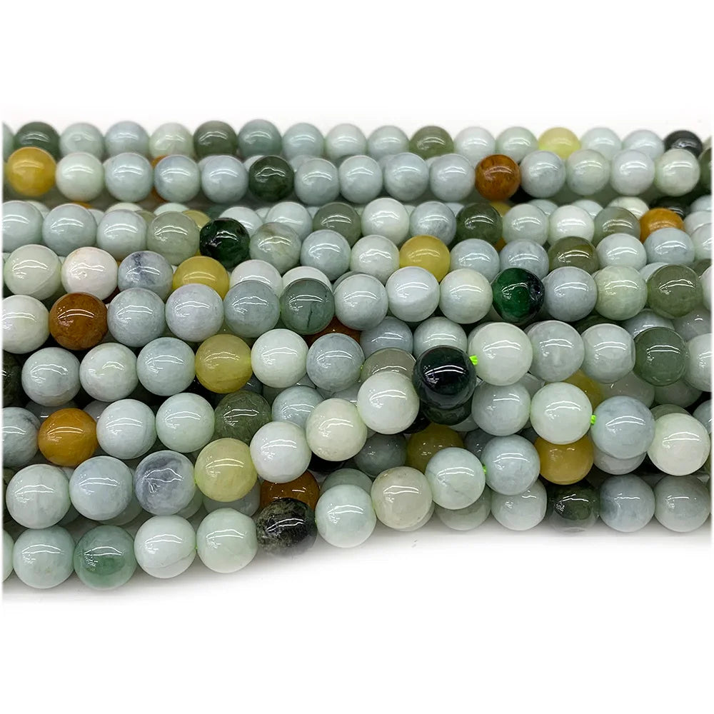 Natural Mixed Green Jadeite Bead Strand