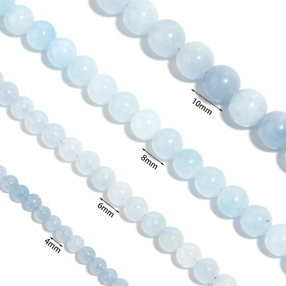 Natural Aquamarine Stone Bead Strand