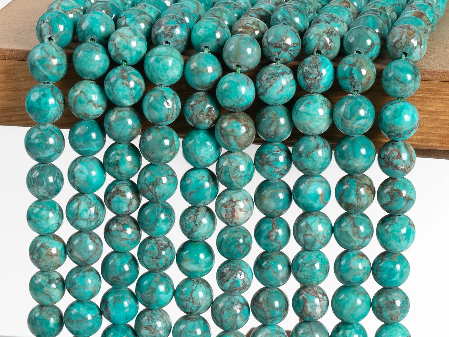 HQ Peacock Green Magnesite Bead Strand