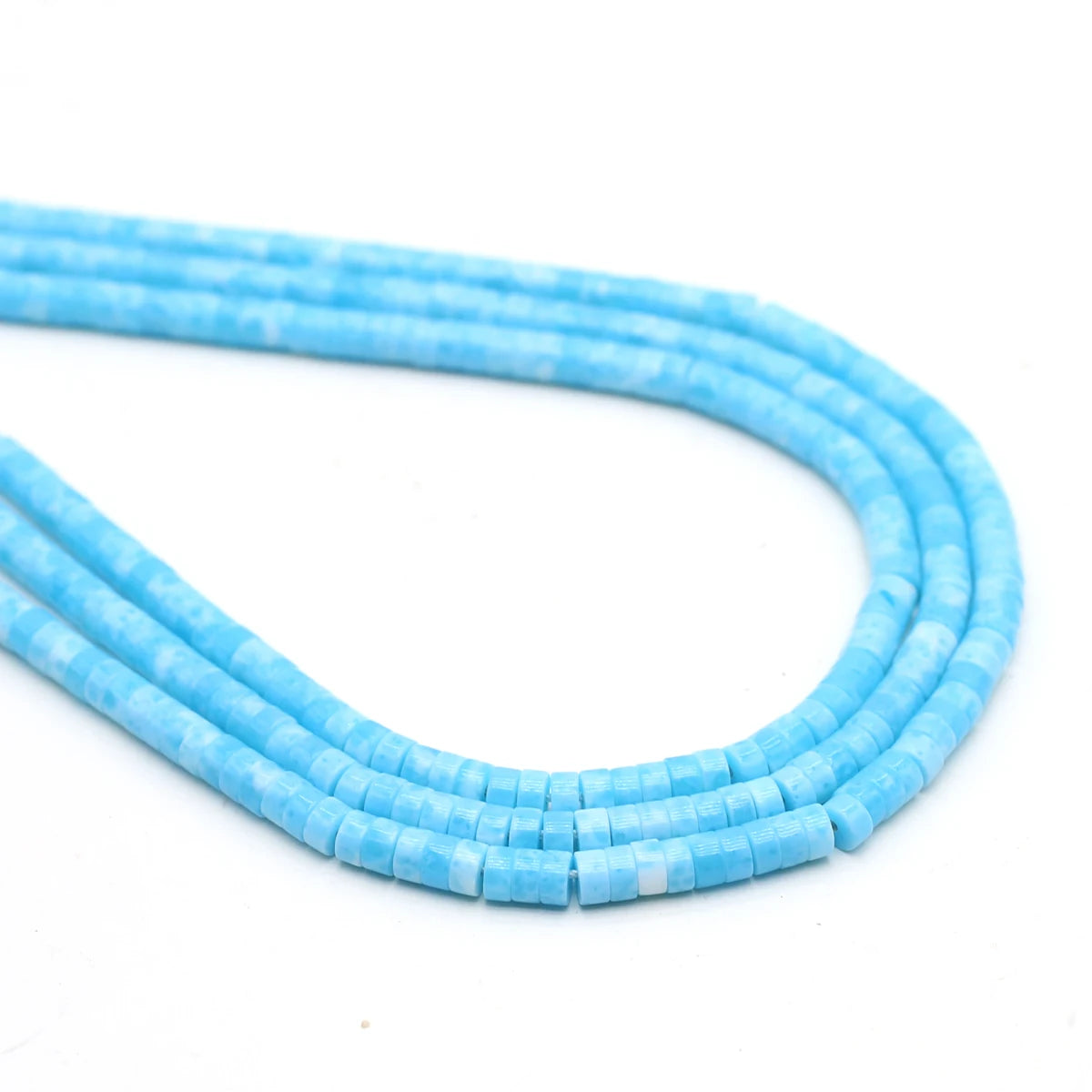 Natural Blue Agate Round Slice Round Coin Bead Strand