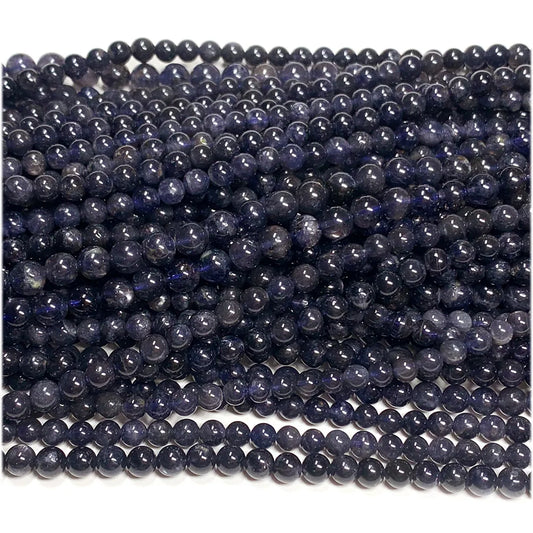 Natural Blue/Purple Iolite Round Bead Strand