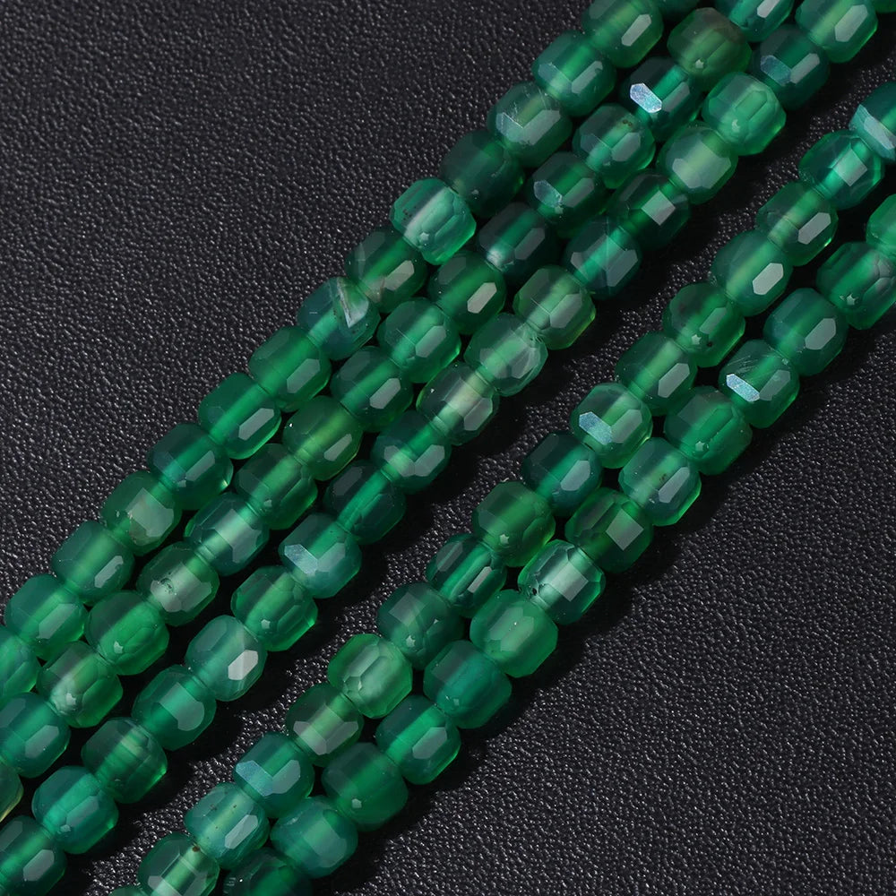5MM Natural Faceted Green Agate Cube Bead Strand