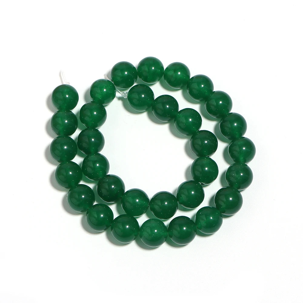 Forest Green Chalcedony Bead Strand