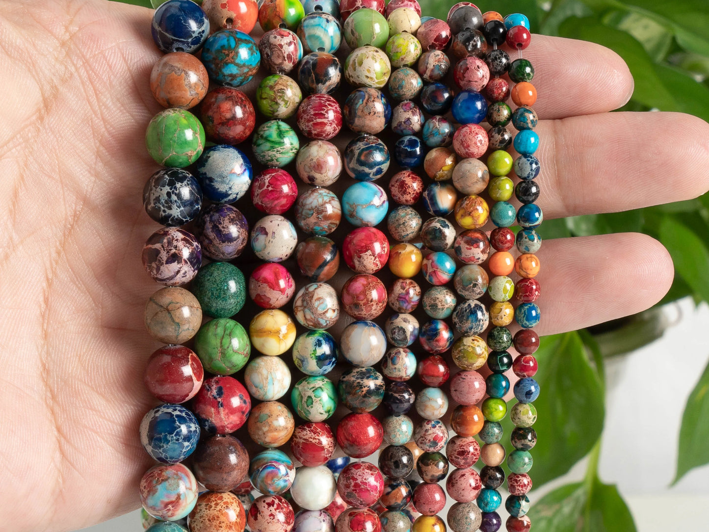 HQ Natural Multicolor Sea Sediment Imperial Jasper Beads (4/6/8/10mm)
