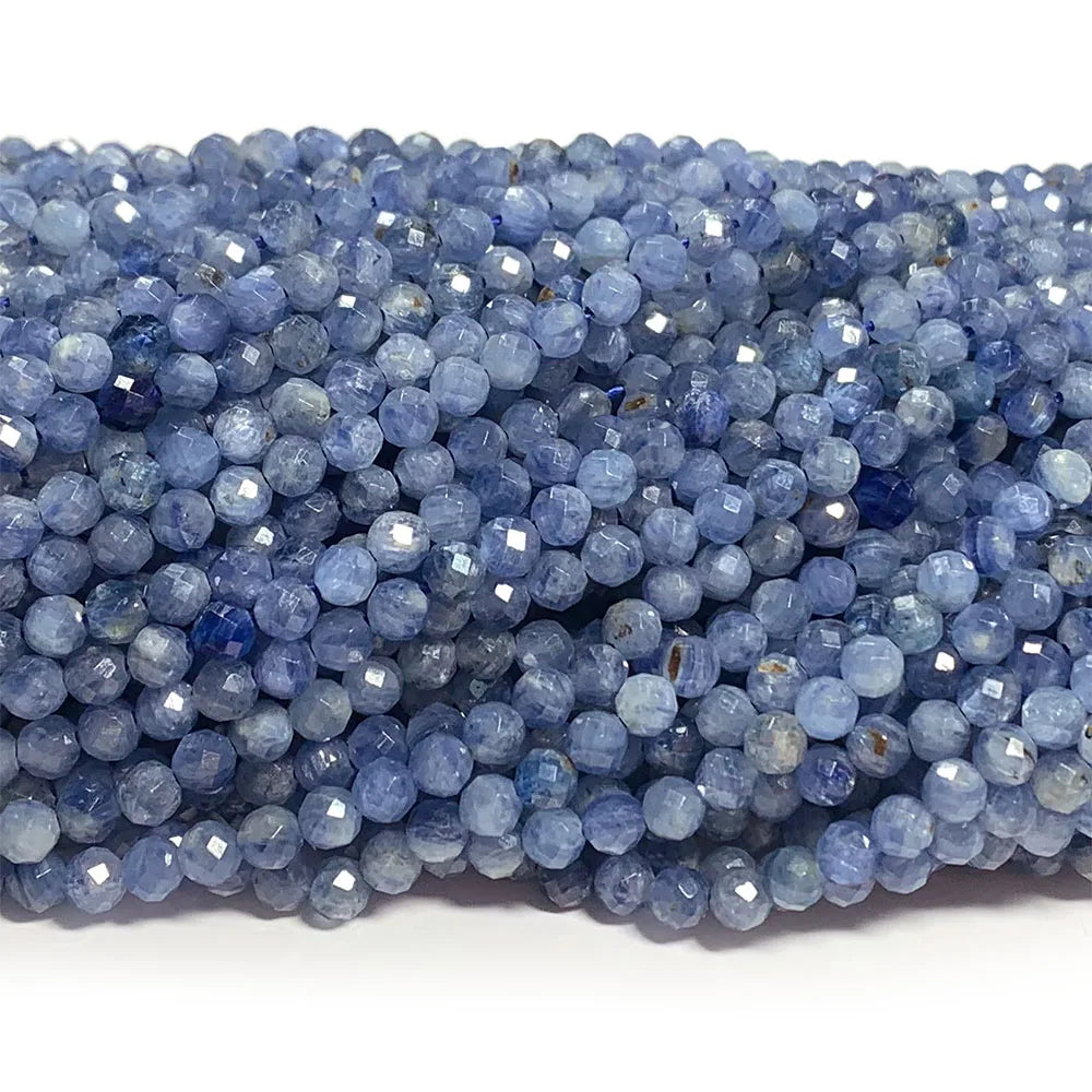 Natural Kyanite Faceted Round Small Bead Strand