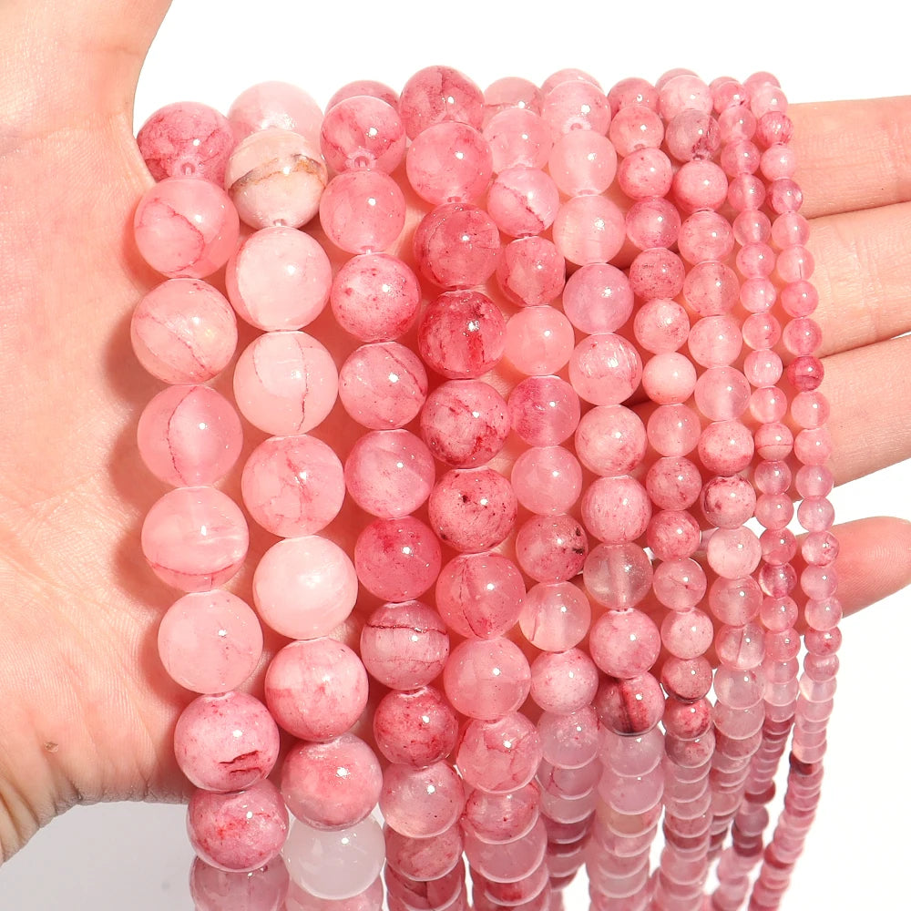 Natural Pink Persian Jade Bead Strand